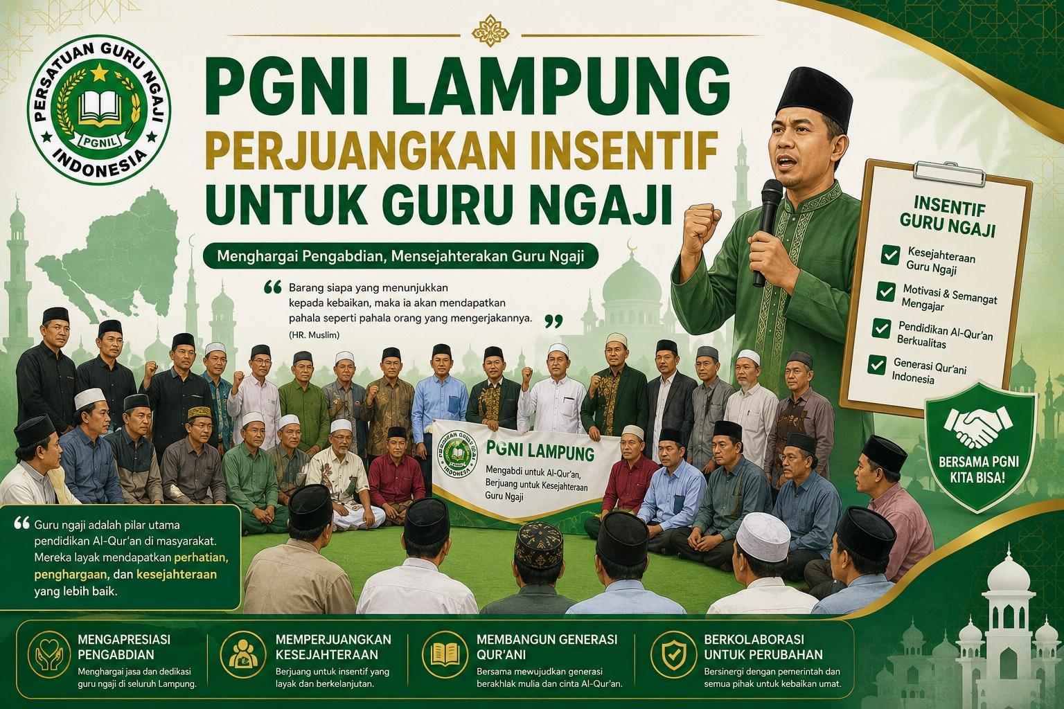 PGNI Lampung Perjuangkan Insentif Untuk Guru Ngaji